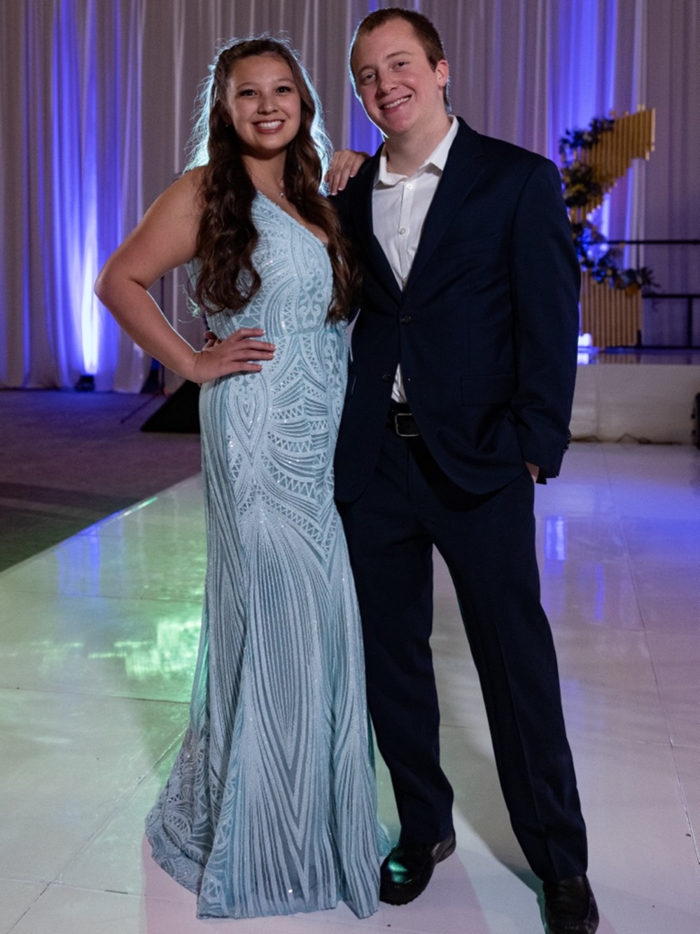 Light Blue Sequin Evening Gown
Great for prom or other formal events
